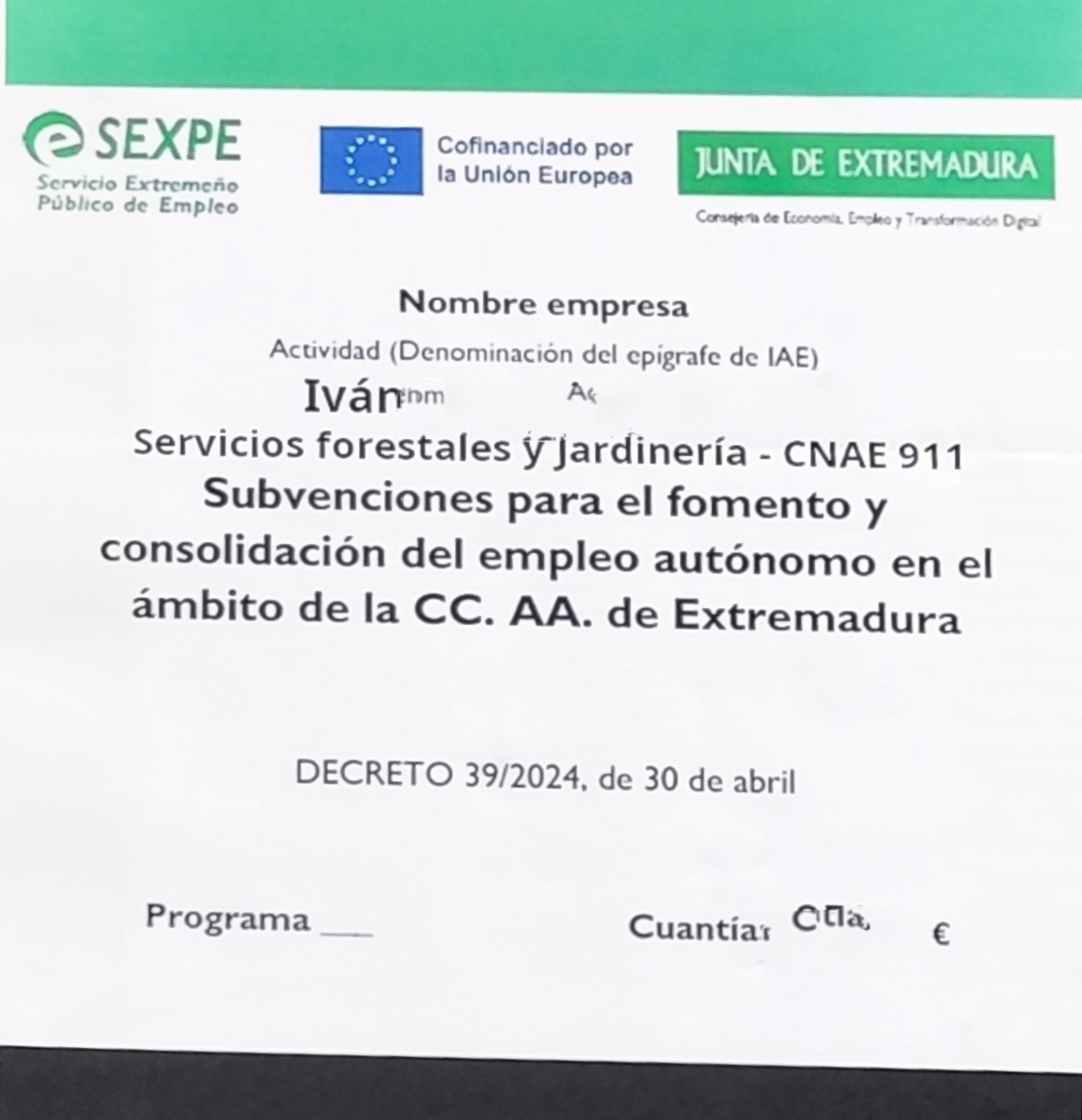 Fomento del empleo autónomo - Junta de Extremadura